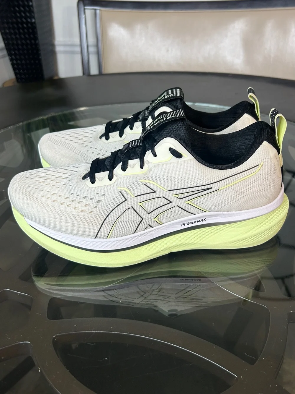 ASICS GlideRide Max White Lime Green Cushion Running Shoes Men's Size 12
